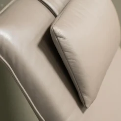 Sessel Star M Leder A-Tara Soft Latino Beige Grau Sternfuß Metall Nicke Satin Inklusive Nackenkissen