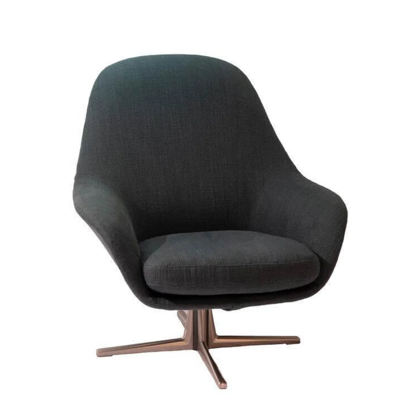 Sessel Sveva Soft Bezug Stoff Ebe 1167 Petrol Grau Vierstrahliges Drehfußkreuz Satiniert Inklusive Hocker