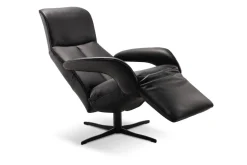 Sessel Symphony Mono Move Medi Leder Celia Nero Schwarz 4 Stern Fuß Gewellt Lackiert Schwarz