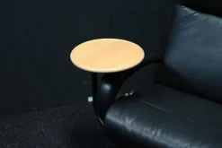 Sessel Ted Leder 052-71 Schwarz mit Manueller Relaxfunktion und Ablagetisch