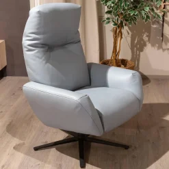 Sessel Terni Leder K Mariposa Pool Grau Blau Sternfuß Anthrazit Mit Hocker