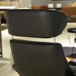 Sessel Time Out 6003 Leder 2514 89 Fantasy Black Schwarz Sitzschale Walnuss Fuß Aluminium Mit Hocker