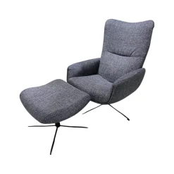 Sessel Time Out Stoff Siena 12 Grau 4 Stern Fuß Metall Schwarz Lackiert Inklusive Hocker