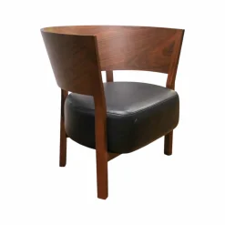 Sessel Tosai Leder L3 Schwarz Gestell Nussbaum