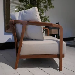 Sessel Und Sofa Crono Bezug Stoff Creme Gestell Nussbaum