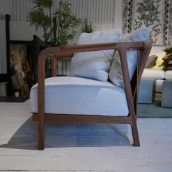 Sessel Und Sofa Crono Bezug Stoff Creme Gestell Nussbaum