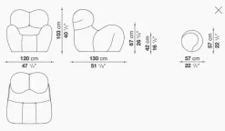 Sessel UP 2000 Stoff Jersey Soara Rot Metallbasis Unterseite Kernleder Mit Hocker