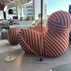 Sessel Up 2000 Stoff Soara 06 Gestreift Orange Beige Inklusive Hocker Ball