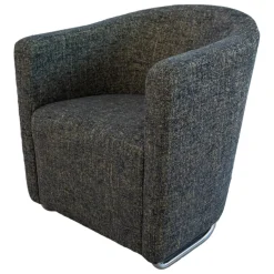 Sessel Vigo Stoff Quinto Grau Edelstahlkufe Poliert