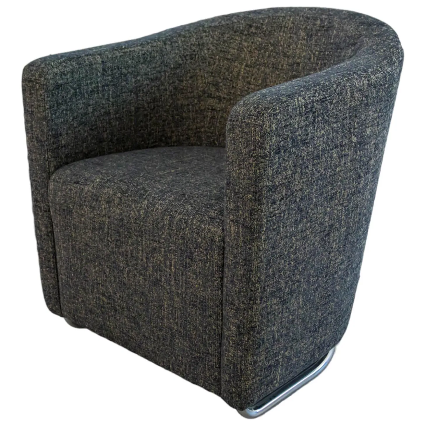 Sessel Vigo Stoff Quinto Grau Edelstahlkufe Poliert