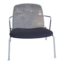 Sessel Web Stoff Serra Anthrazit Rücken Netz Grau Gestell Chrom