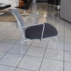 Sessel Web Stoff Serra Anthrazit Rücken Netz Grau Gestell Chrom