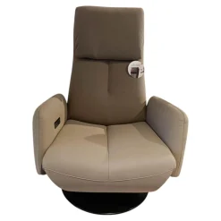 Sessel WK 616 Carlos Leder G Davinci Dune Beige Grau Drehteller Holz Black Schwarz Matt Mit 2 Motoren Und Kipptaster