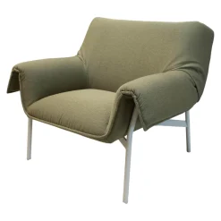 Sessel Wrap Lounge Chair Stoff Grün Gestell Stahl Pulverbeschichtet Grau