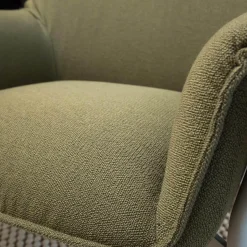 Sessel Wrap Lounge Chair Stoff Grün Gestell Stahl Pulverbeschichtet Grau