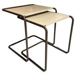 Set Beistelltische B97 Gestell TS 8005 Lackiert Schokobraun Braun Platte Decklack TS 3005 Warmgrau Grau