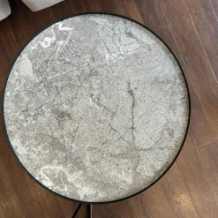 Set Couchtisch Billy Platte Keramik Marmi KM13 Areal Grau Stahlgestell Schwarz Gaufriert