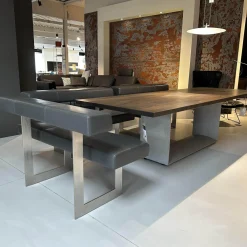 Set Eckbank K122 Steel LEder Montana in 1241 Graphit Gestell Edelstahl