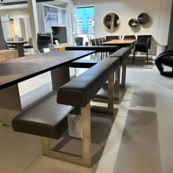 Set Eckbank K122 Steel LEder Montana in 1241 Graphit Gestell Edelstahl