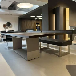 Set Eckbank K122 Steel LEder Montana in 1241 Graphit Gestell Edelstahl