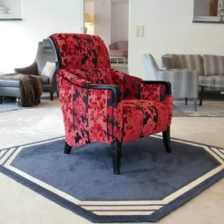 Sichtholzsessel Merkur 343 Sonderstoff Jab Anstotz Rot Schwarz