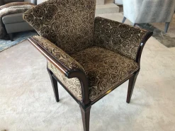 Sichtholzsessel Vera Stoff Montagna 3344 Braun Graubeige Gestell Sichtholz Dunkelbraun