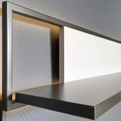 Sideboard 2107 Mattlack Quarzgrau Und Schieferschwarz Vitrineneinsatz Polarweiß Weiß Designfuß Schiefer Grau Mit Beleuchtung