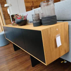 Sideboard Add On Eiche Natur Rustical Türen MDF Lackiert RAL 9005 Schwarz