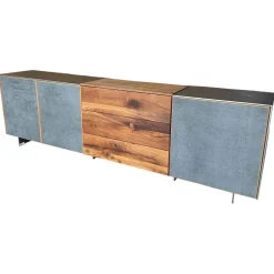 Sideboard Alleskönner 2 Holz Natur Geölt Türen Keramik Lava Iron Grau Seiten Stahlblech
