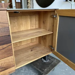 Sideboard Alleskönner 2 Holz Natur Geölt Türen Keramik Lava Iron Grau Seiten Stahlblech