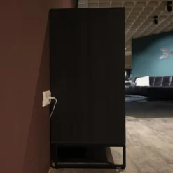 Sideboard Alva Kernbirke Massiv Harmaa Mit Vitrinen Beleuchtung Kufen 3110W 1191 Schwarz