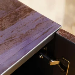 Sideboard Barney Außen Bananenblatt Grau Gefärbt Innen Lack Schwarz Metallgestell Pulverbeschichtet Schwarz