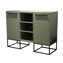 Sideboard Biella Front Lack L460 Salbeigrün Satin Korpus K190 Lavaschwarz