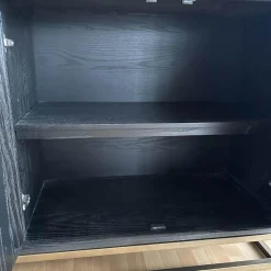 Sideboard Blackbone Korpus Eichenfurnier Schwarz Rustikal Gestell Und Griffe Messing