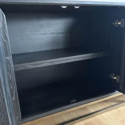 Sideboard Blackbone Korpus Eichenfurnier Schwarz Rustikal Gestell Und Griffe Messing