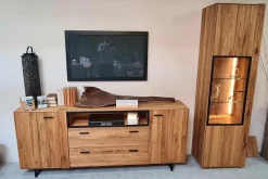 Sideboard Blackpool Eiche Massiv Natur Geölt Metall Schwarz