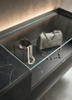 Sideboard Cabaret Mattlack Nero Schwarz Abdeckplatte Keramik Nero Greco Lucidato Ohne Beleuchtung