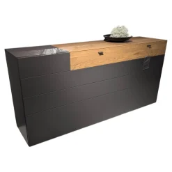 Sideboard Cairano Schiefer Schwarz Absetzung Raucheiche Massiv