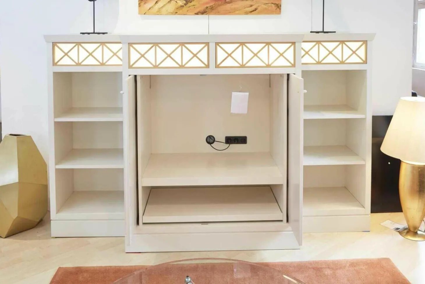 Sideboard Carino Lack Weißbeige mit Beleuchtung