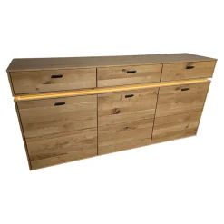 Sideboard Como Wildeiche Geölt Teilmassiv mit LED-Beleuchtung