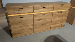 Sideboard Como Wildeiche Geölt Teilmassiv mit LED-Beleuchtung