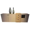 Sideboard Cosmo Lack Sand Matt Weiß Beige Und Eiche Rustico Stone Inklusive LED Beleuchtung