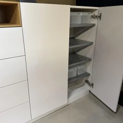 Sideboard Cosmo Lack Vanille 58 Basisfarbe Weiß Aufsatzregal Eiche Natur Geölt 12