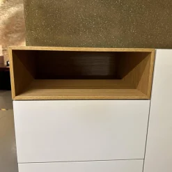 Sideboard Cosmo Lack Vanille 58 Basisfarbe Weiß Aufsatzregal Eiche Natur Geölt 12