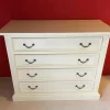 Sideboard Creme Lack Massivholz mit Vier Laden