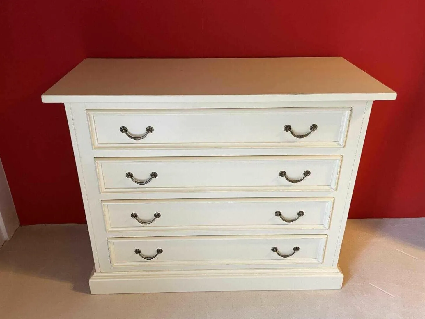 Sideboard Creme Lack Massivholz mit Vier Laden