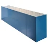 Sideboard Cube Light Lack Atlantik mit Abdeckplatte Quarzit Taj Mahal und Hintergrundbeleuchtung