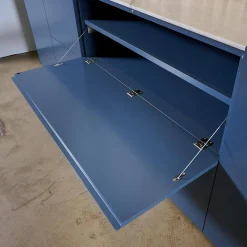 Sideboard Cube Light Lack Atlantik mit Abdeckplatte Quarzit Taj Mahal und Hintergrundbeleuchtung