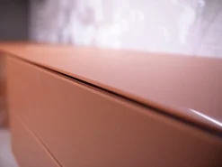 Sideboard Cubo Glattlack Ziegelrot Rot Mit Glasplatte Gefrostet