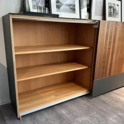 Sideboard Cubus Pure Nussbaum Natur Geölt Inne Buche Farbglas Graphitgrau Matt Inklusive Steckdose